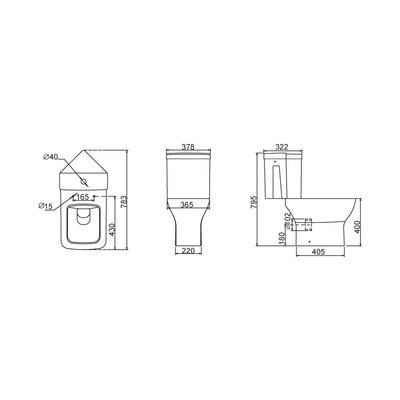 Deodorisasi Otomatis Close Coupled Corner Toilet Putih 20-30KG