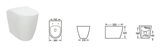 Operasi Otomatis Round Back To Wall Toilet Untuk Ketahanan Aus Kamar Mandi