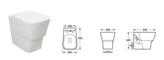 desain penurunan lambat Kembali ke Wall Toilet Wc Sanitary Ware 520*350*420mm