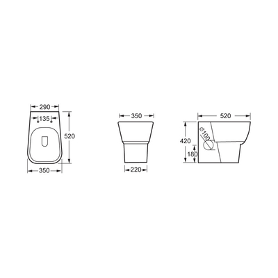 desain penurunan lambat Kembali ke Wall Toilet Wc Sanitary Ware 520*350*420mm