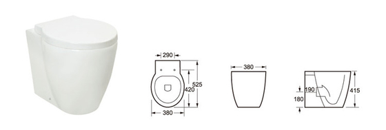 Pembilasan Putih Efisien Kembali Ke Dinding Toilet One Piece Ceramic Toilet 520mm