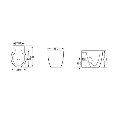 Pembilasan Putih Efisien Kembali Ke Dinding Toilet One Piece Ceramic Toilet 520mm