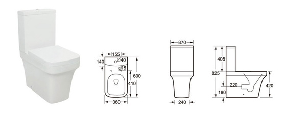 FUTURE White Closed Coupled Cloakroom Toilet Dengan Smooth Glazed Ceramic