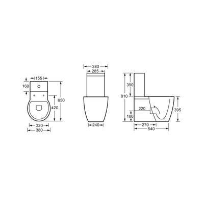 Lantai Berdiri Bantalan Beban Kuat Toilet Dua Sepotong Wc 650 * 380 * 395MM