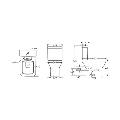 Anti Fouling Glazed Rectangle Two Piece Water Closet Tahan Gores