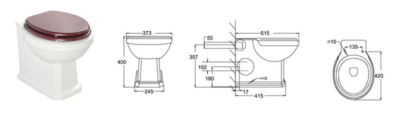 Smooth Glazed round back to wall toilet Closed Coupled 420mm depthth