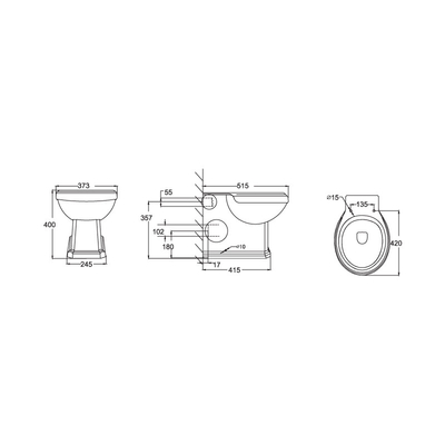 Smooth Glazed round back to wall toilet Closed Coupled 420mm depthth