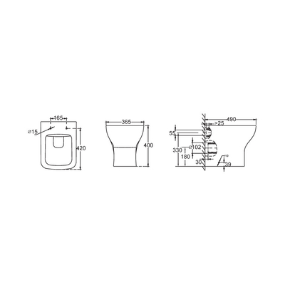 Sanitary Ware 420mm Comfort Height Compact Back To Wall Toilet Pembilasan Gravitasi