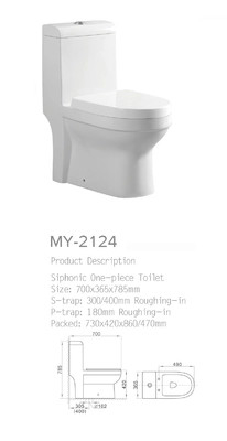 kursi memanjang S Trap Siphonic System Toilet One Piece Commode 20-30KG