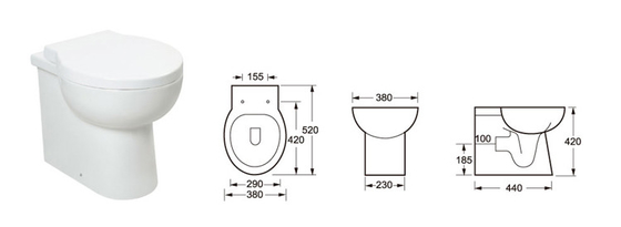 Penghilang Bau Otomatis UPC Full Back To Wall Toilet Floor Mounted