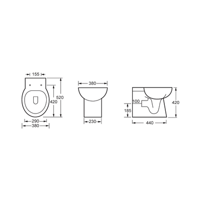Penghilang Bau Otomatis UPC Full Back To Wall Toilet Floor Mounted