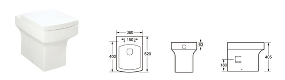 520*360*405mm Kompak Kembali Ke Dinding Toilet Pembilasan Efisien Tinggi