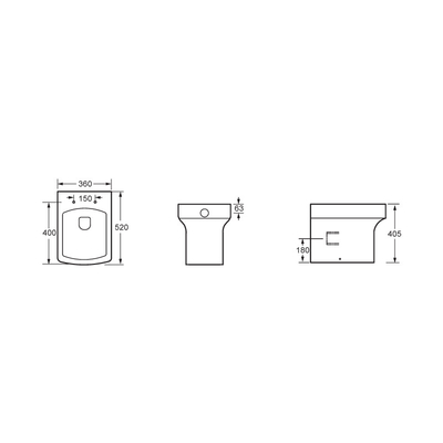 520*360*405mm Kompak Kembali Ke Dinding Toilet Pembilasan Efisien Tinggi