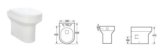 Water Saving Short Projection Back To Wall Toilet 20KG-30KG berat antibakteri