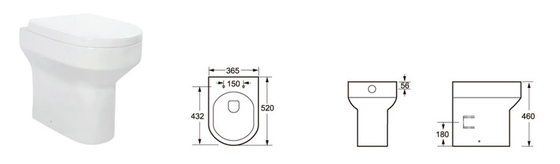anti Gores One Piece Smooth Glazed Back to Wall Toilet WC lebar 365mm