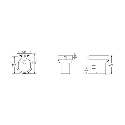 anti Gores One Piece Smooth Glazed Back to Wall Toilet WC lebar 365mm