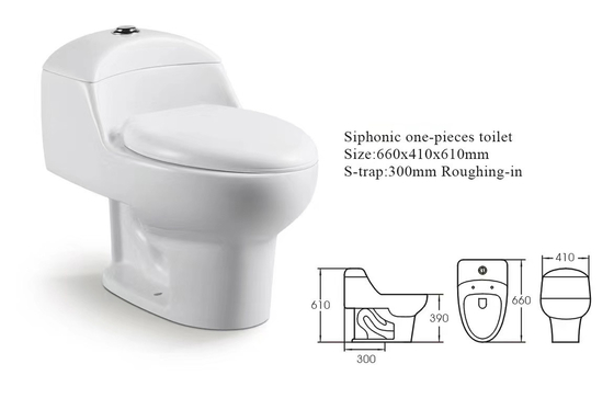 Gaya Eropa S Trap Siphonic One Piece Toilet Kursi Memanjang Anti Bakteri
