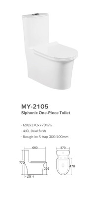 Operasi Otomatis Siphonic One Piece Toilet Dengan Desain Hemat Air 4/6L