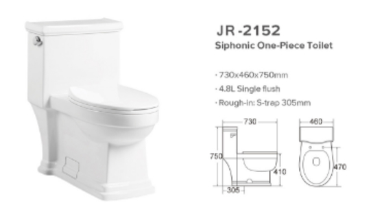 20-30KG Lemari Air One Piece Mengkilap Halus Dengan WARS Disetujui Flush Fitting