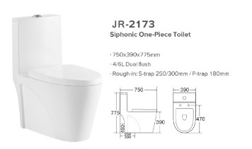 Lemari Air One Piece Siphonic Lingkungan Dengan WARS Disetujui Flush Fitting