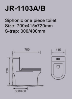 Philippine 700x415x720mm Size S Trap Siphonic Wc System Antibakteri