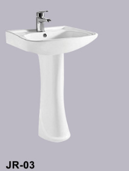 Anti Overflow White Contemporary Pedestal Sink Basin Resistensi Penuaan