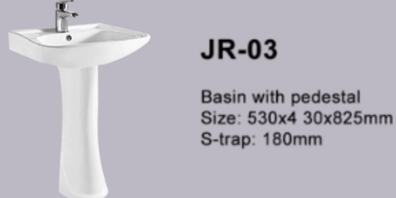 Anti Overflow White Contemporary Pedestal Sink Basin Resistensi Penuaan